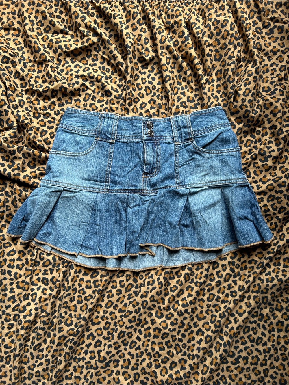 Vintage Aeropostale Low Rise Blue Denim Ruffle Mini Skirt, 5/6